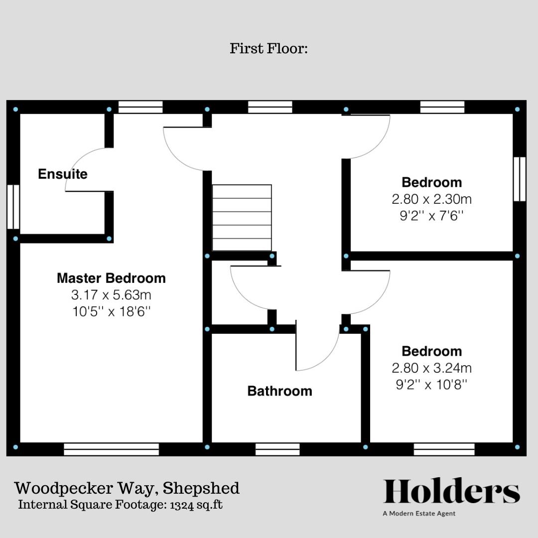 First Floor Floorplan for Woodpecker Way, Shepshed, Loughborough