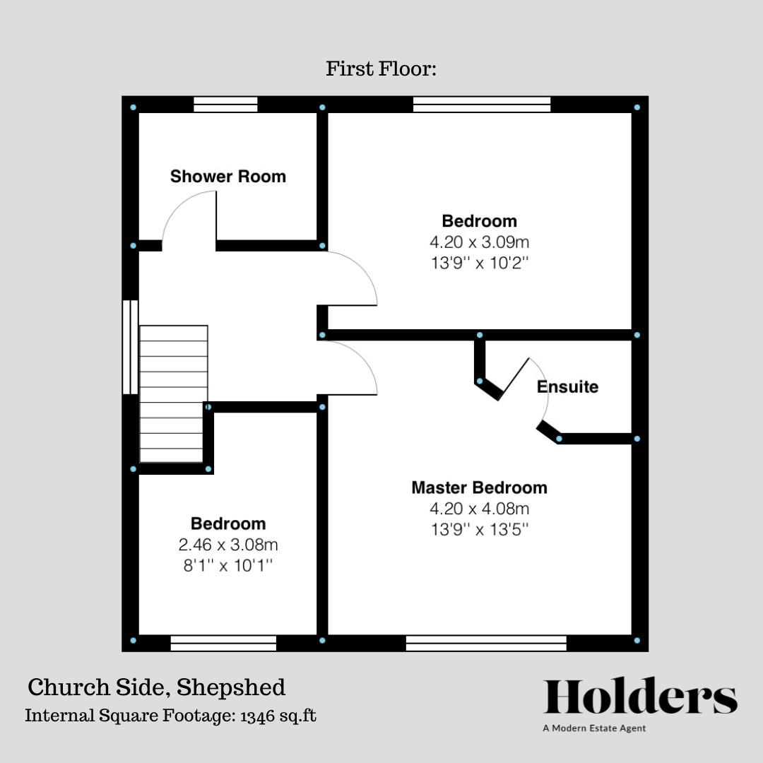 First Floor Floorplan for Church Side, Shepshed, Loughborough