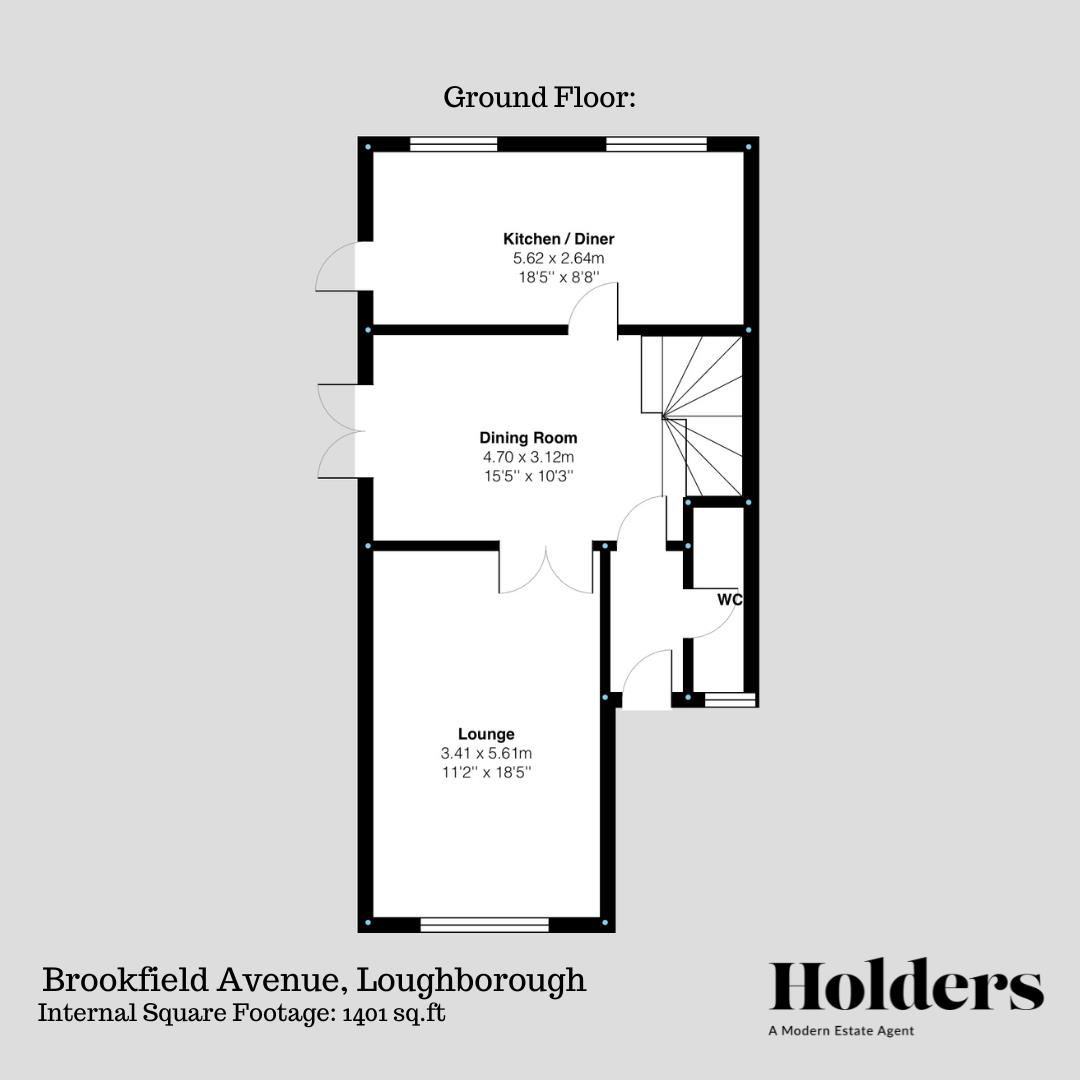 Ground Floor Floorplan for Brookfield Avenue, Loughborough