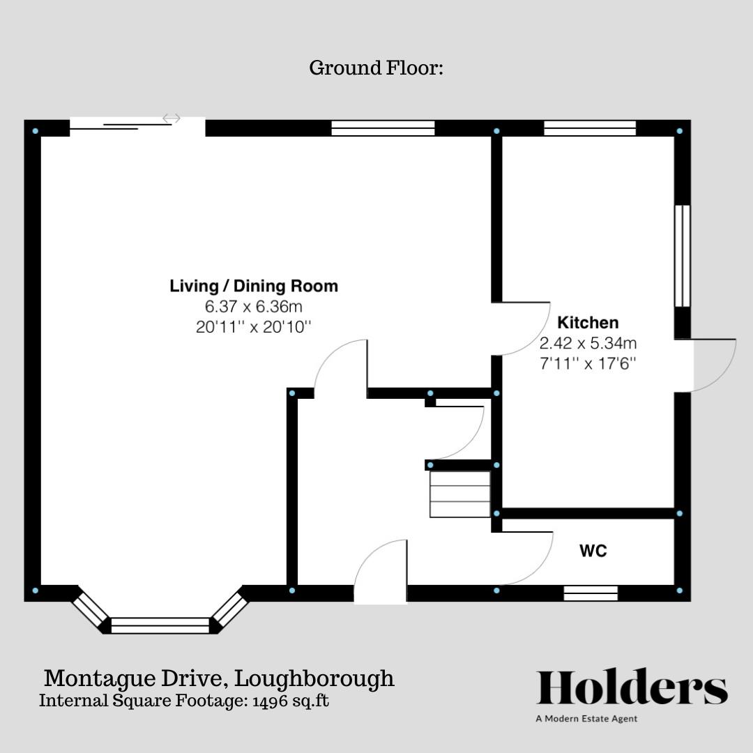 Ground Floor Floorplan for Montague Drive, Loughborough