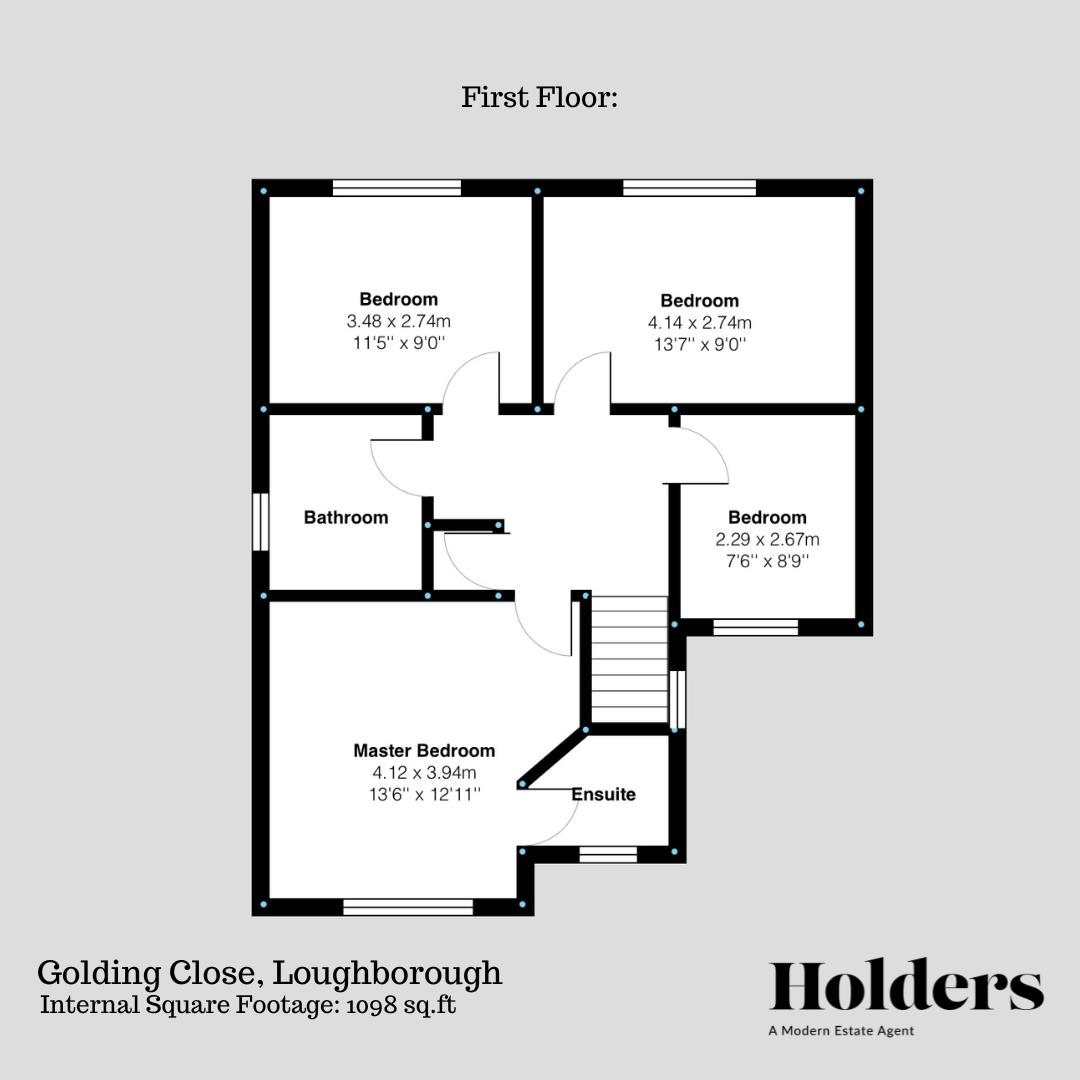 First Floor Floorplan for Golding Close, Loughborough