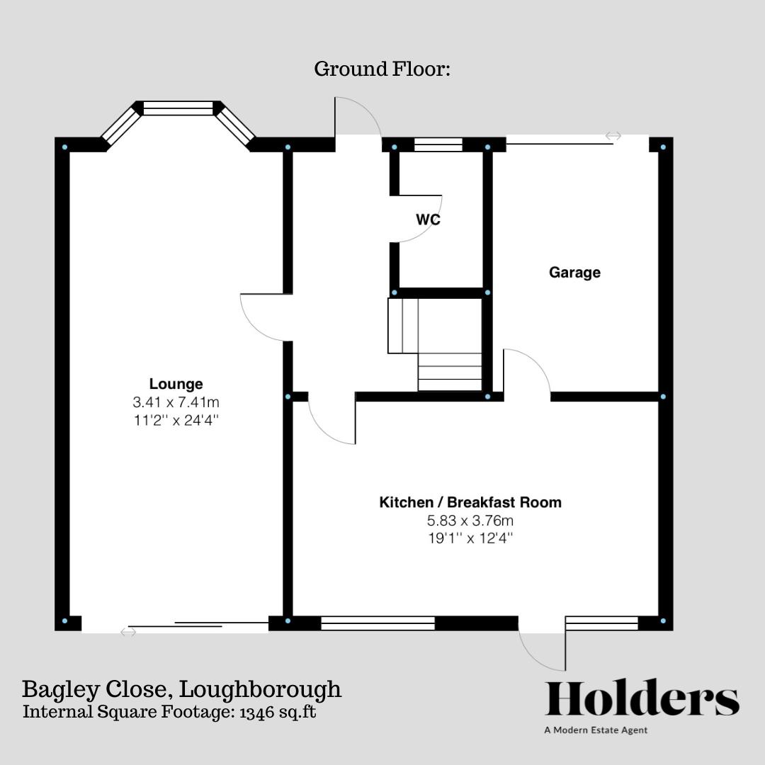 Ground Floor Floorplan for Bagley Close, Loughborough