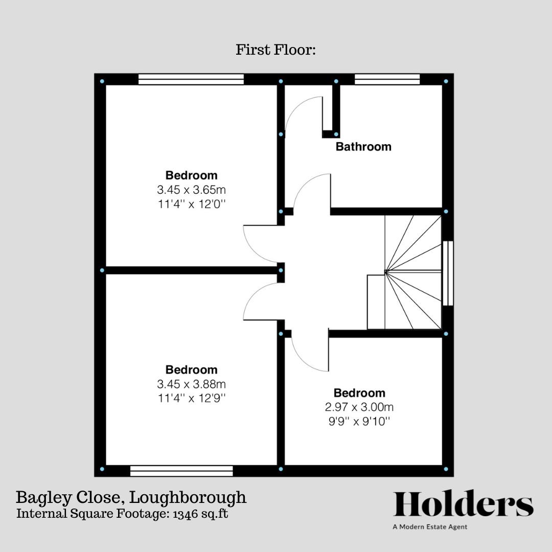 First Floor Floorplan for Bagley Close, Loughborough