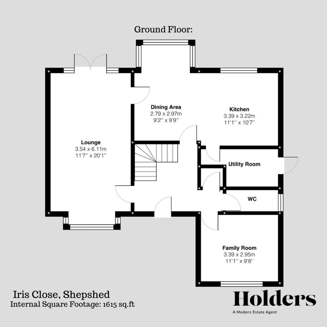 Ground Floor Floorplan for Iris Close, Shepshed, Loughborough