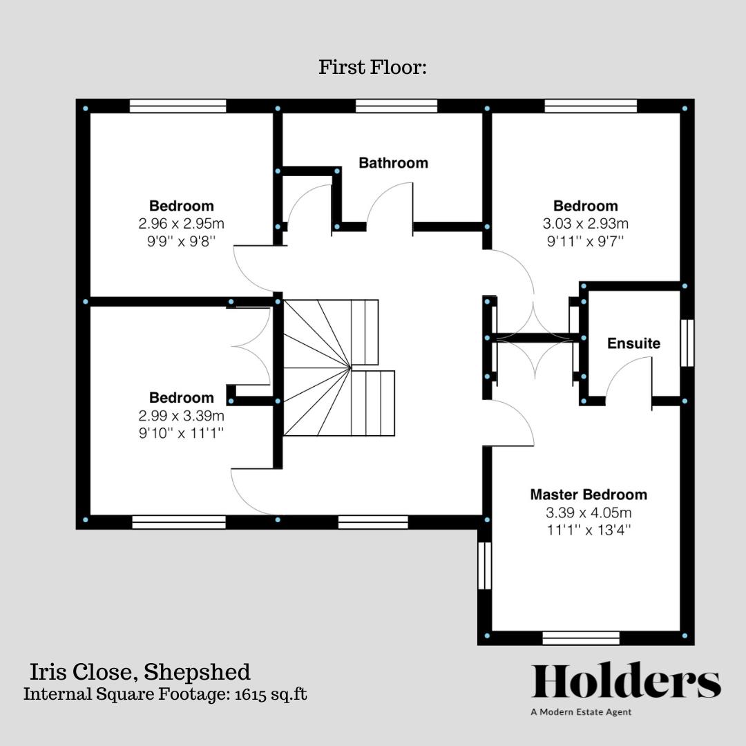 First Floor Floorplan for Iris Close, Shepshed, Loughborough