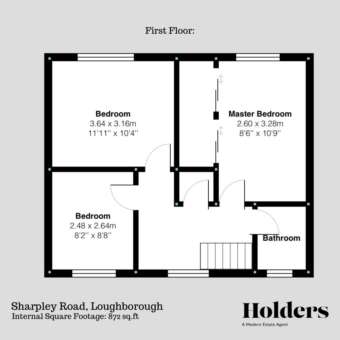 First Floor Floorplan for Sharpley Road, Loughborough