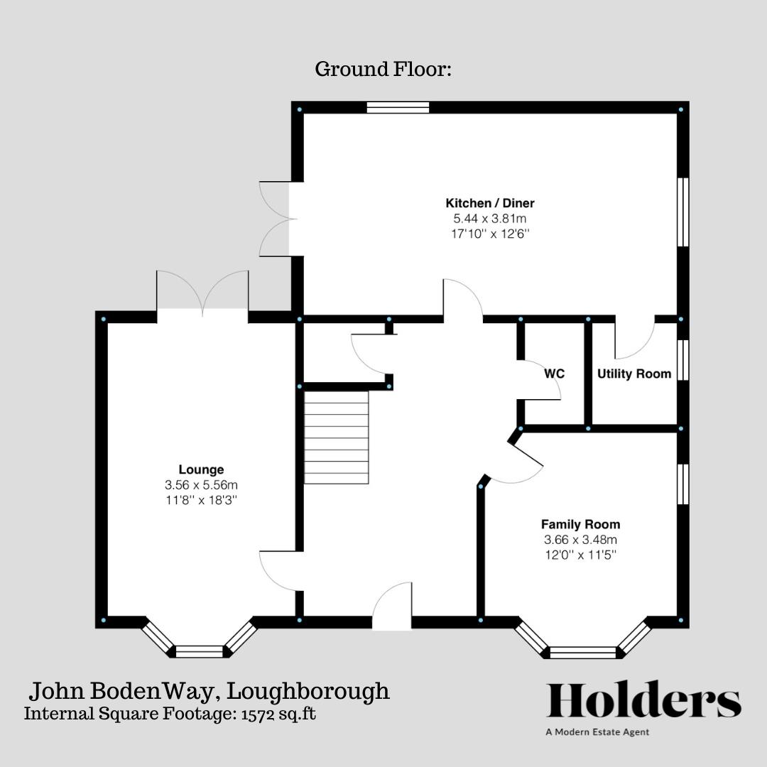 Ground Floor Floorplan for John Boden Way, Loughborough