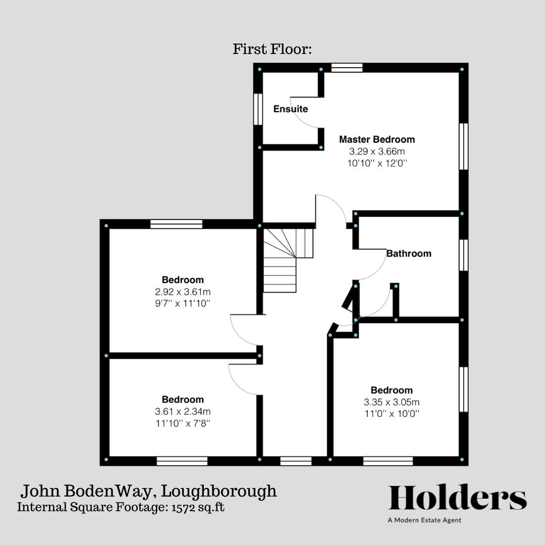 First Floor Floorplan for John Boden Way, Loughborough