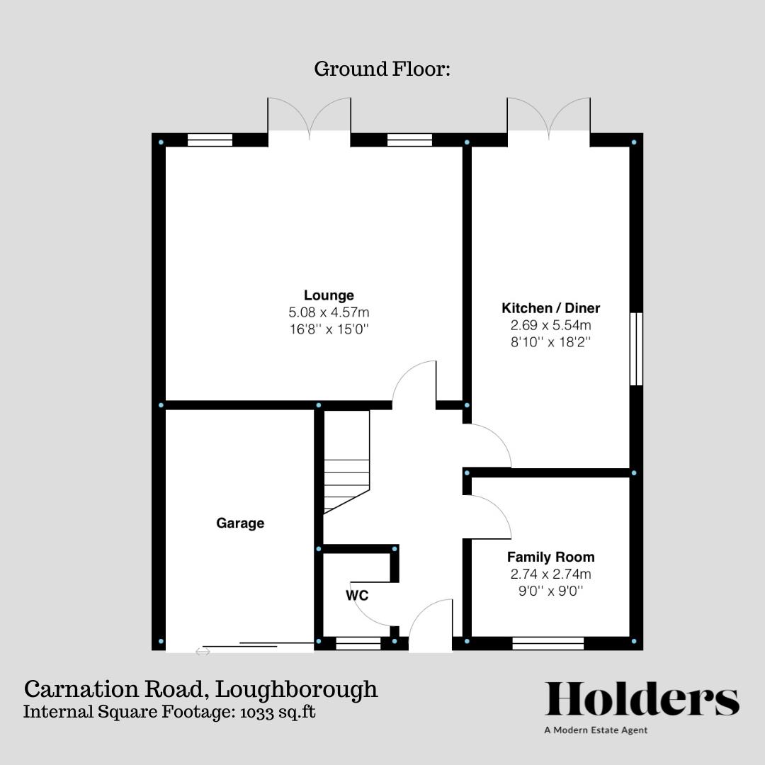 Ground Floor Floorplan for Carnation Road, Loughborough