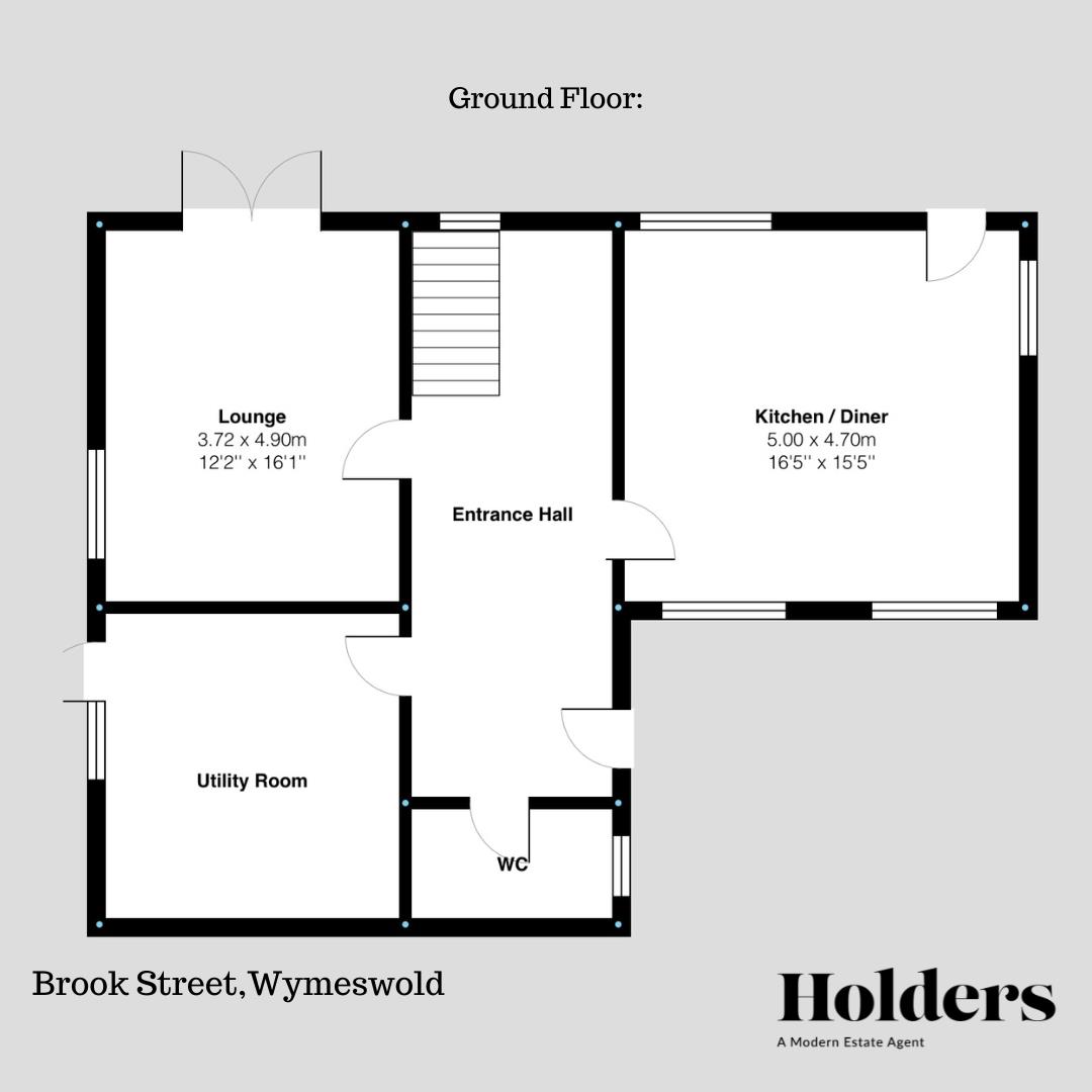 Ground Floor Floorplan for Brook Street, Wymeswold, Loughborough