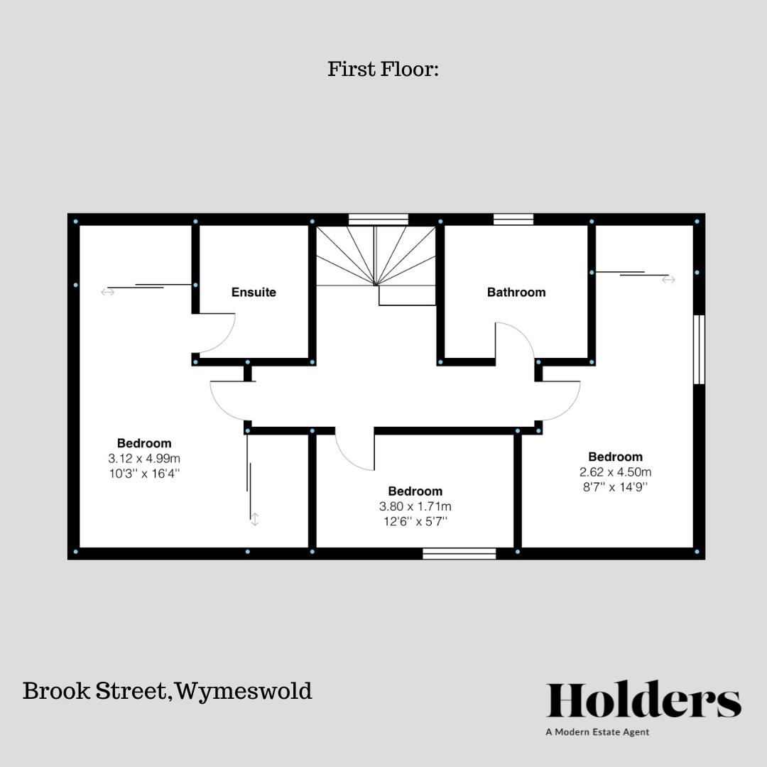 First Floor Floorplan for Brook Street, Wymeswold, Loughborough