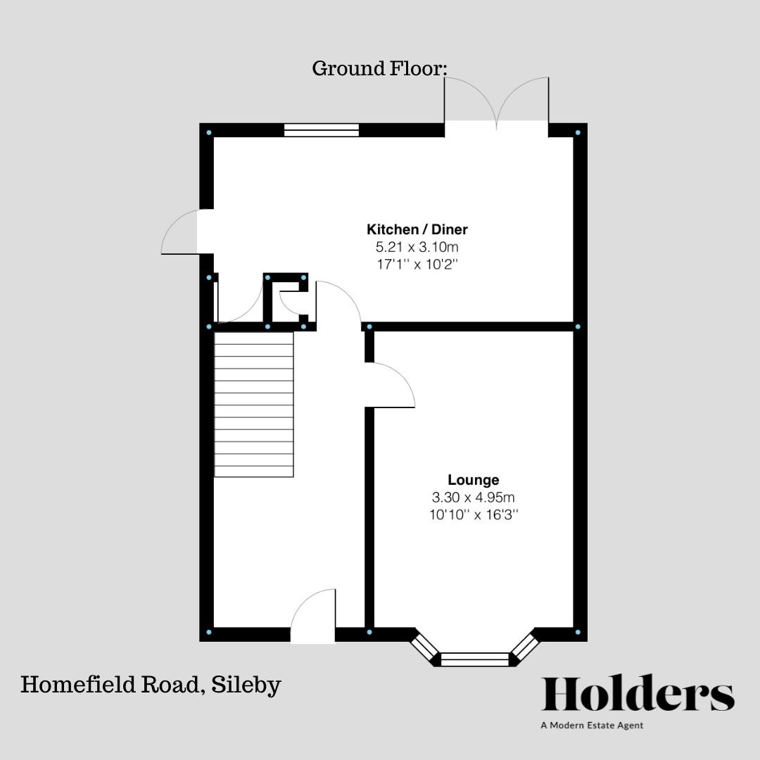 Ground Floor Floorplan for Homefield Road, Sileby, Loughborough