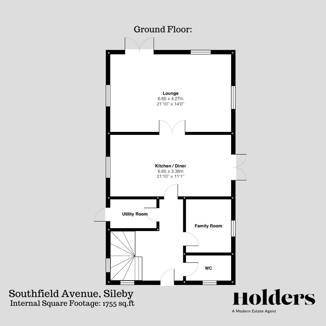 Ground Floor Floorplan for Southfield Avenue, Sileby, Loughborough