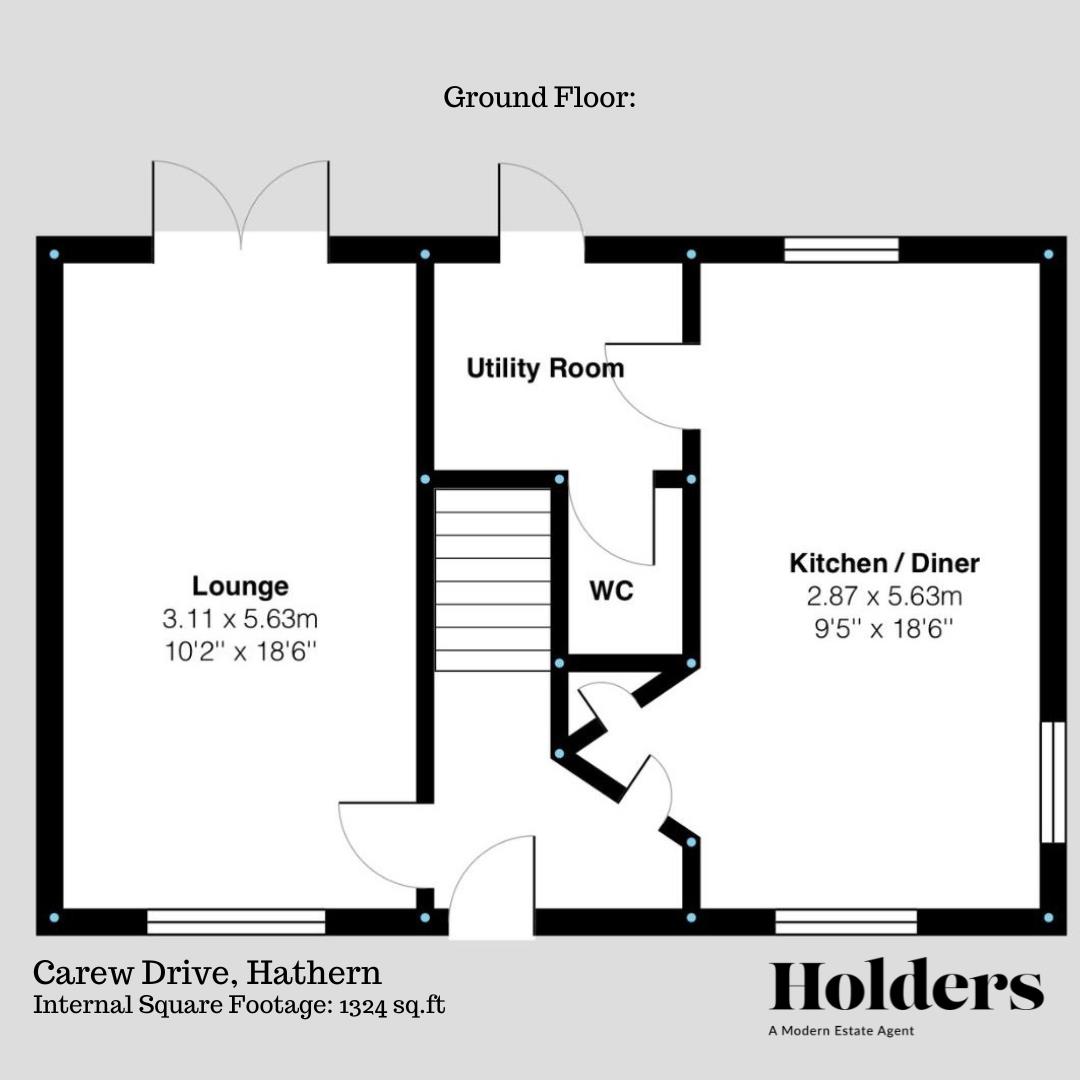 Ground Floor Floorplan for Carew Drive, Hathern, Loughborough