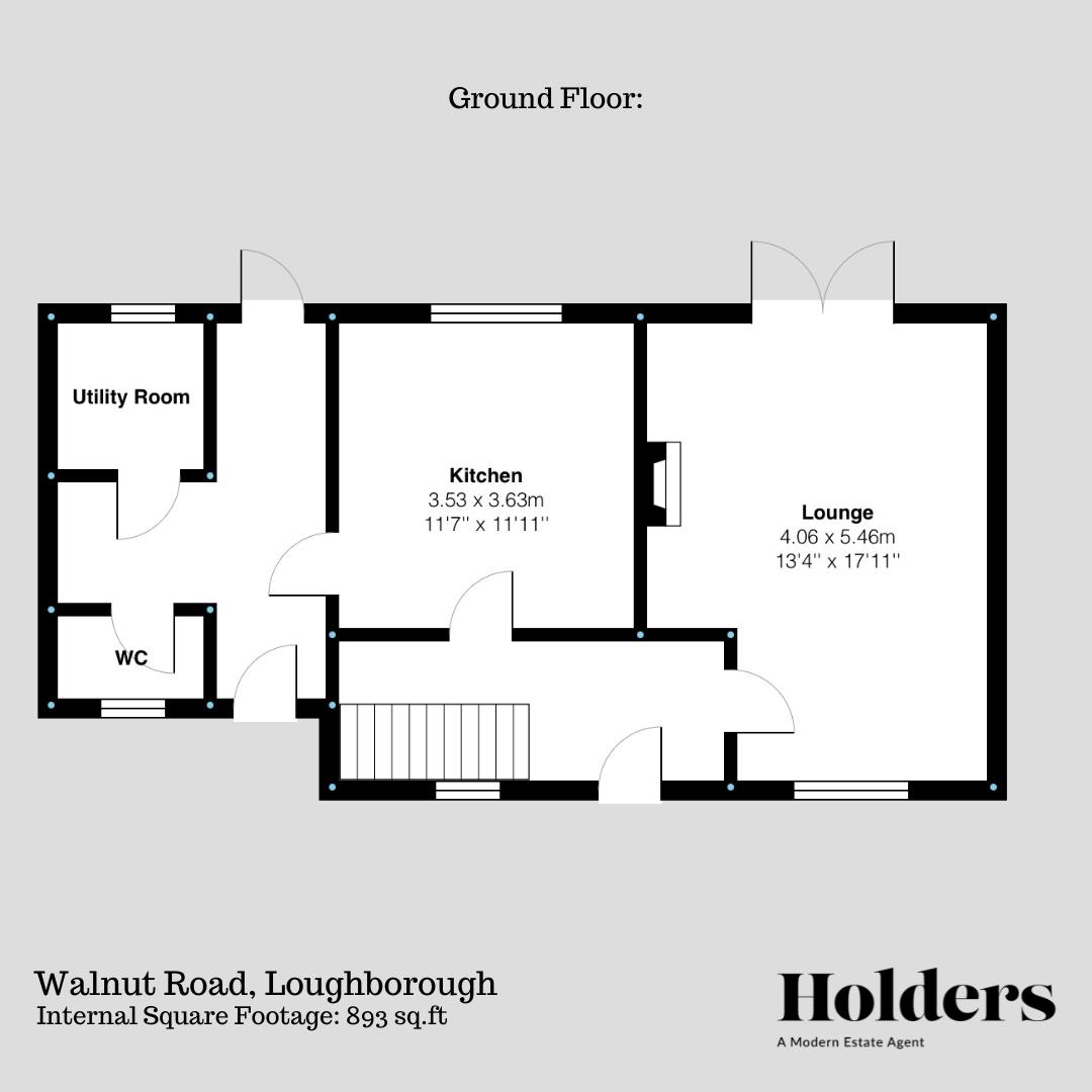 Ground Floor Floorplan for Walnut Road, Loughborough