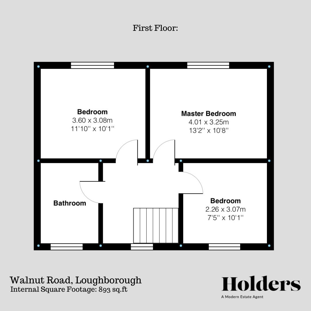 First Floor Floorplan for Walnut Road, Loughborough