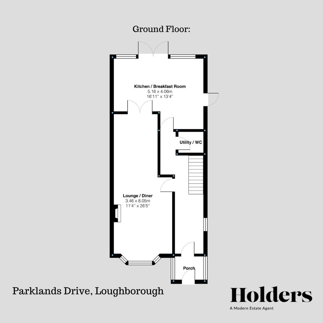 Ground Floor Floorplan for Parklands Drive, Loughborough