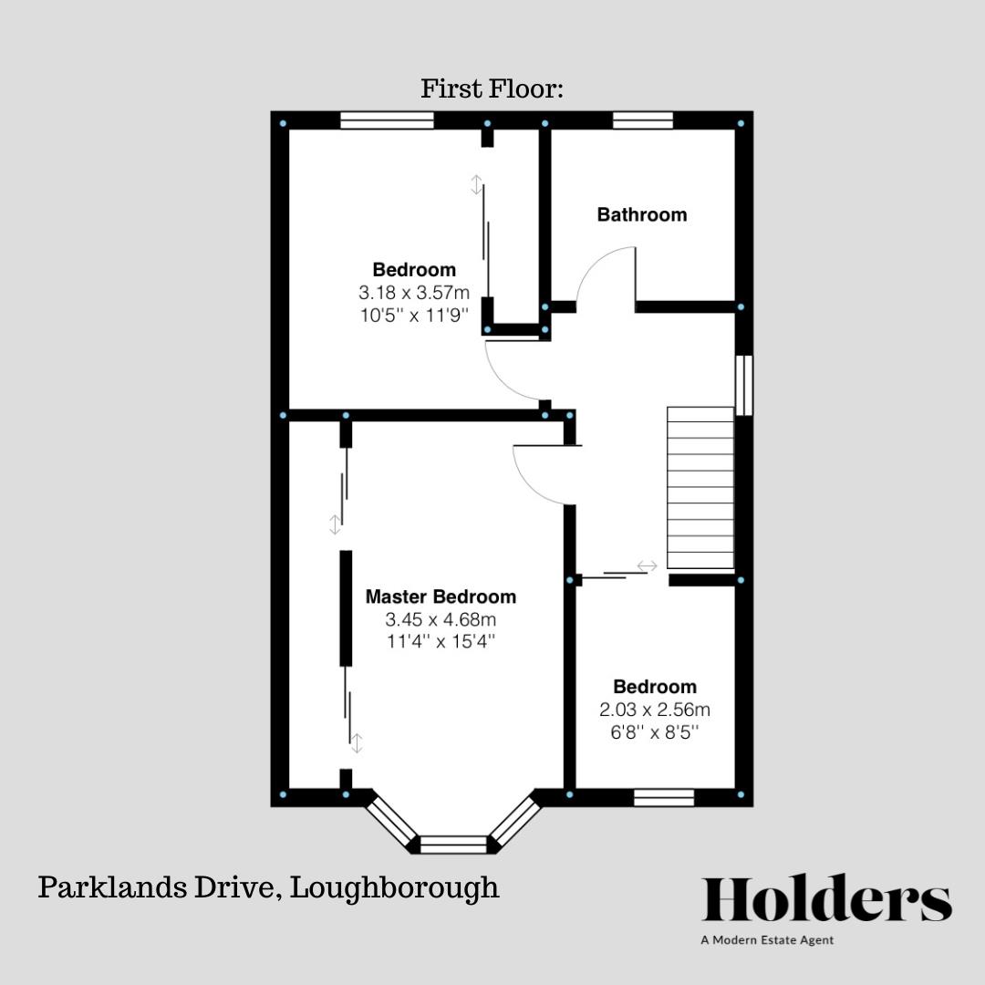 First Floor Floorplan for Parklands Drive, Loughborough