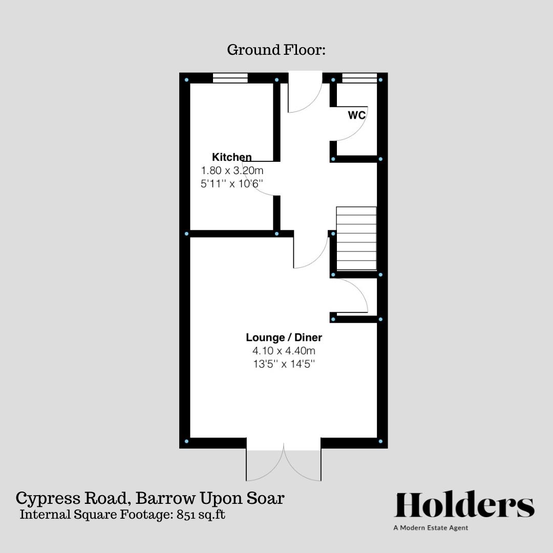 Ground Floor Floorplan for Cypress Road, Barrow Upon Soar, Loughborough