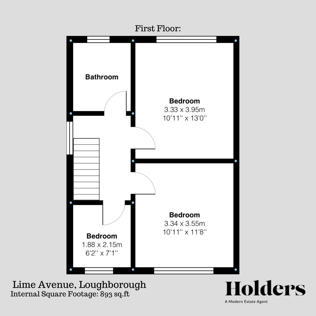 First Floor Floorplan for Lime Avenue, Loughborough