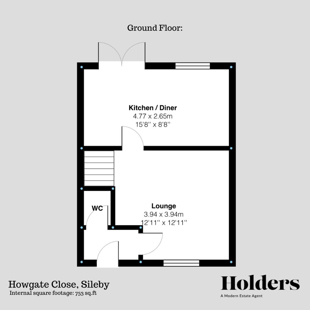 Ground Floor Floorplan for Howgate Close, Sileby, Loughborough