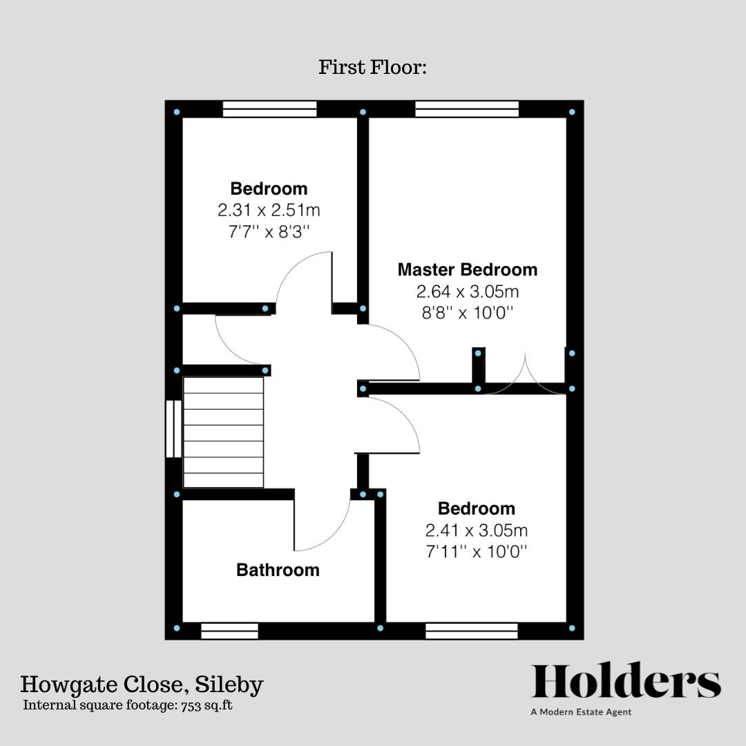 First Floor Floorplan for Howgate Close, Sileby, Loughborough