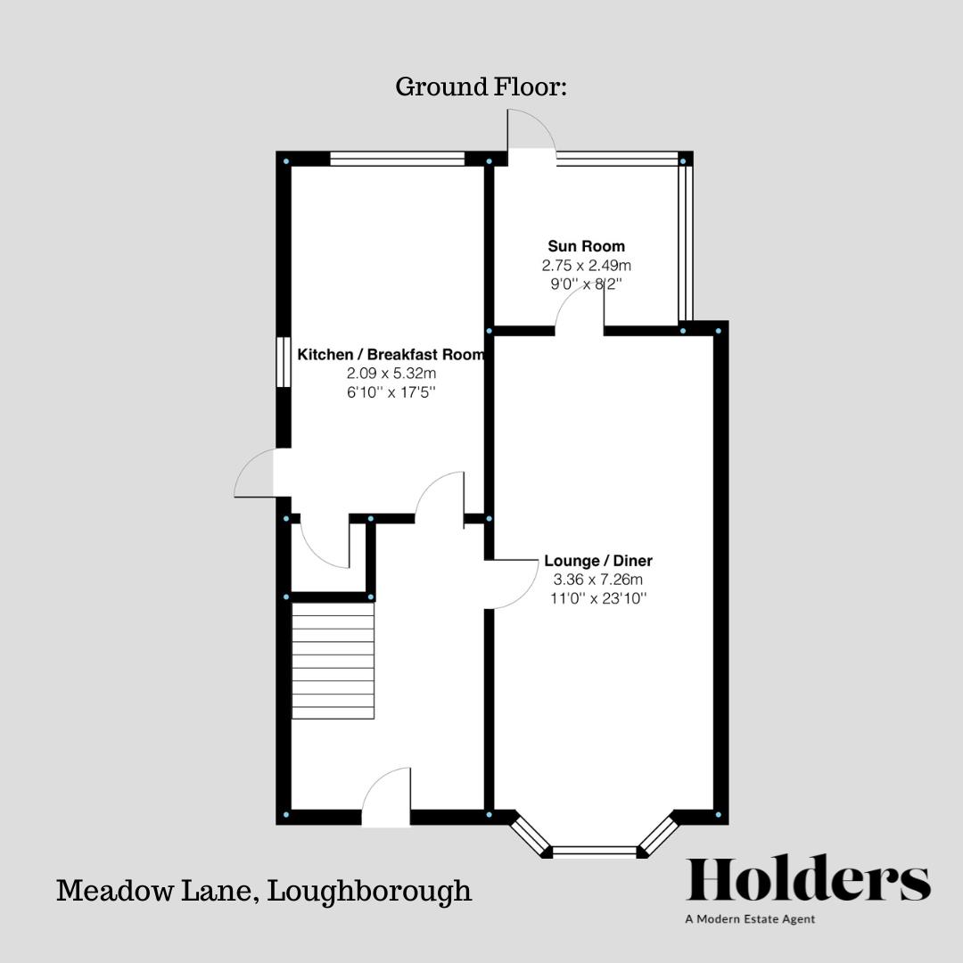 Ground Floor Floorplan for Meadow Lane, Loughborough