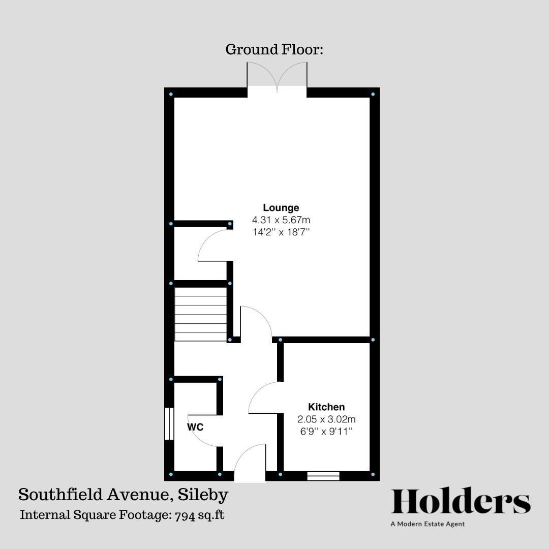 Ground Floor Floorplan for Southfield Avenue, Sileby, Loughborough