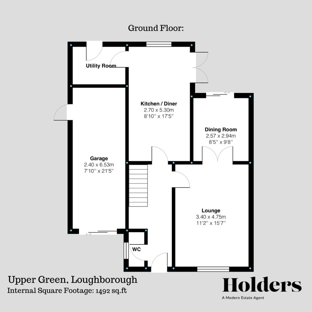 Ground Floor Floorplan for Upper Green, Loughborough