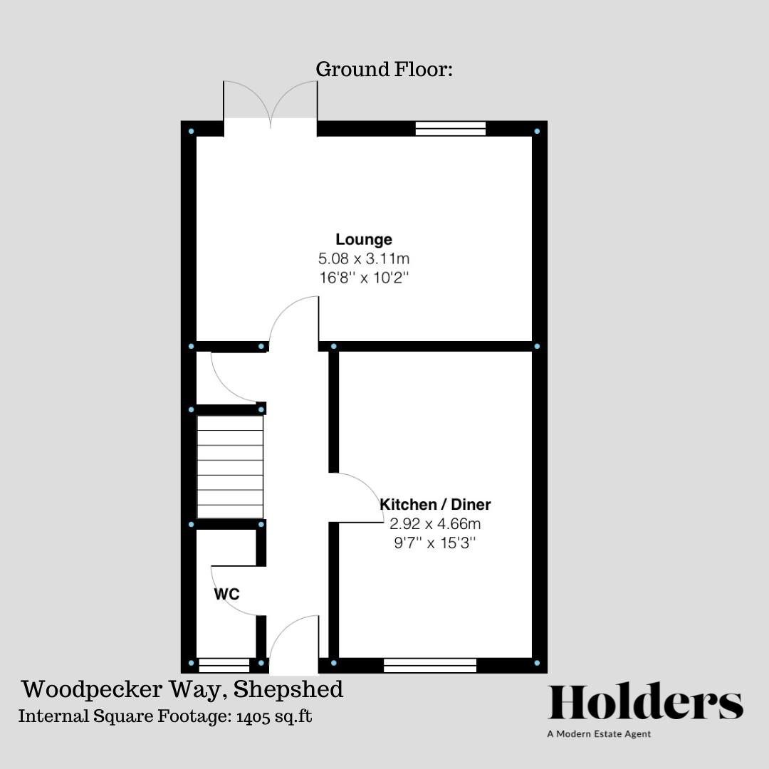 Ground Floor Floorplan for Woodpecker Way, Shepshed, Loughborough