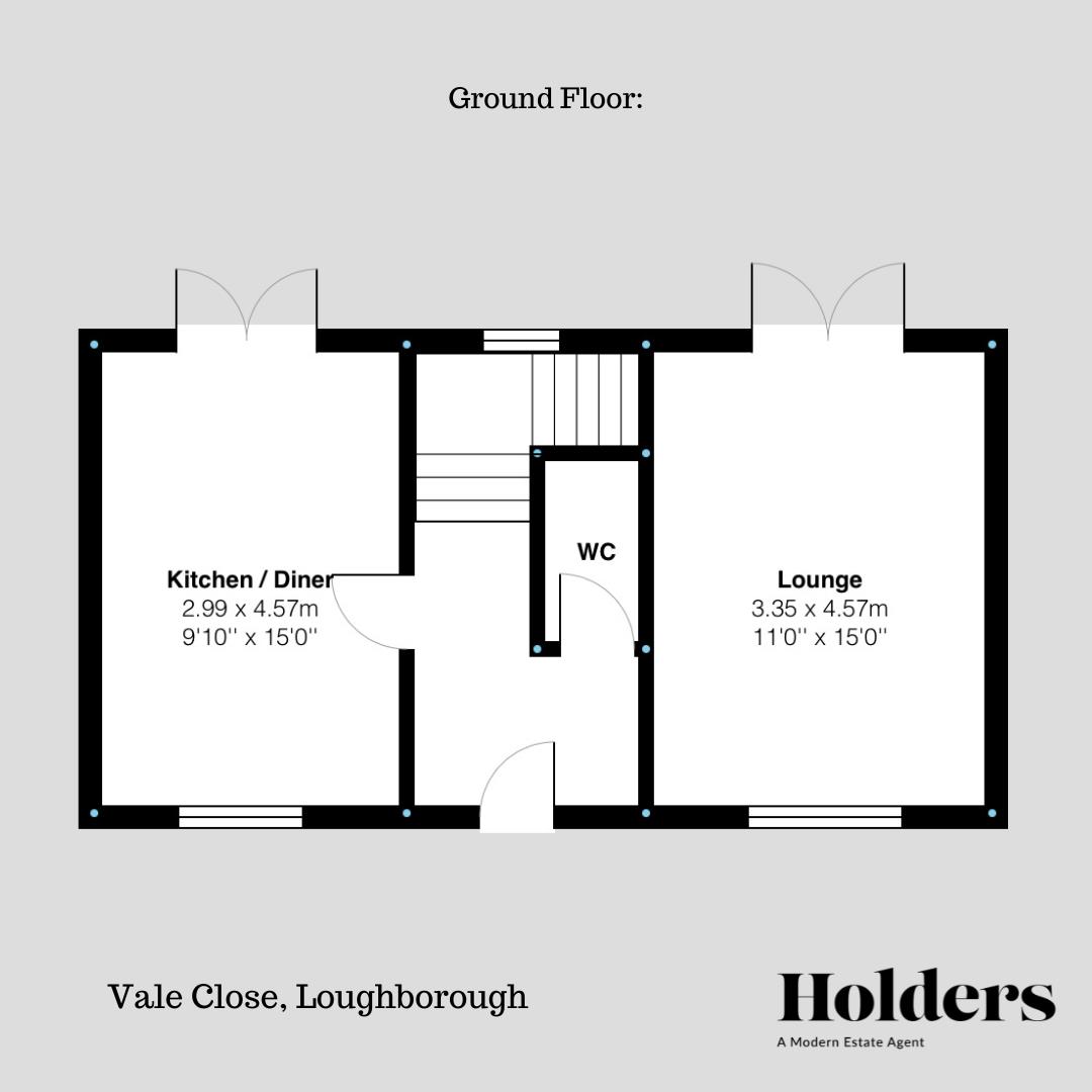 Ground Floor Floorplan for Vale Close, Loughborough