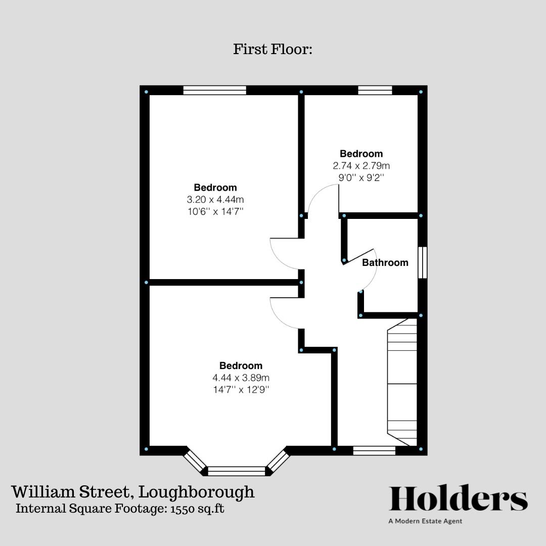 First Floor Floorplan for William Street, Loughborough