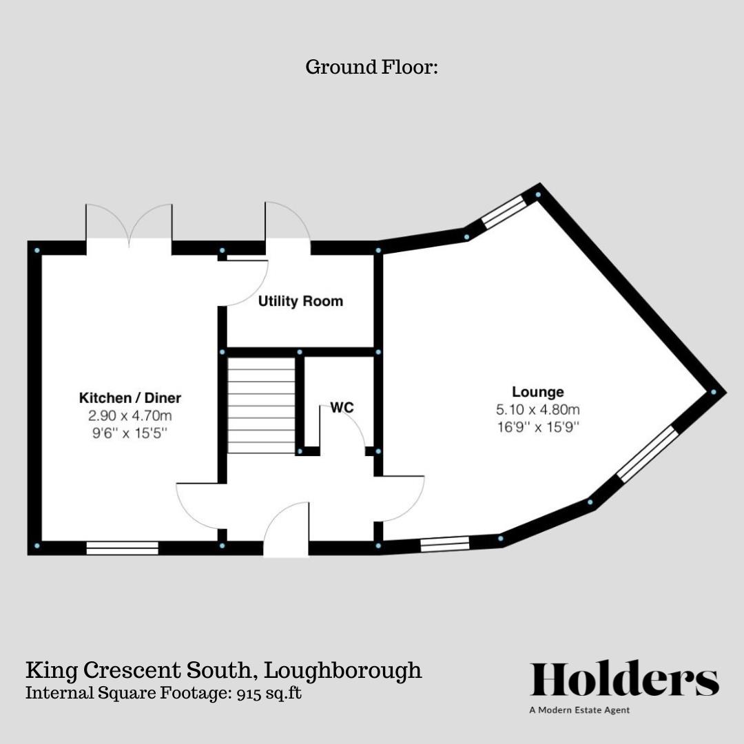 Ground Floor Floorplan for King Crescent South, Loughborough