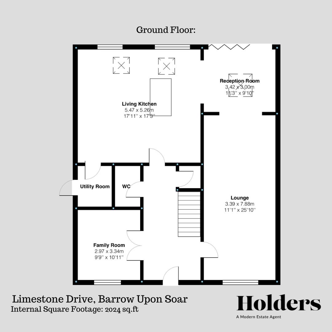 Ground Floor Floorplan for Limestone Drive, Barrow Upon Soar, Loughborough