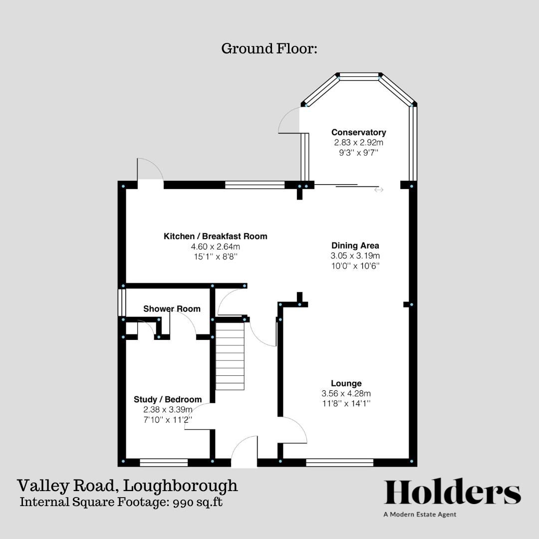 Ground Floor Floorplan for Valley Road, Loughborough