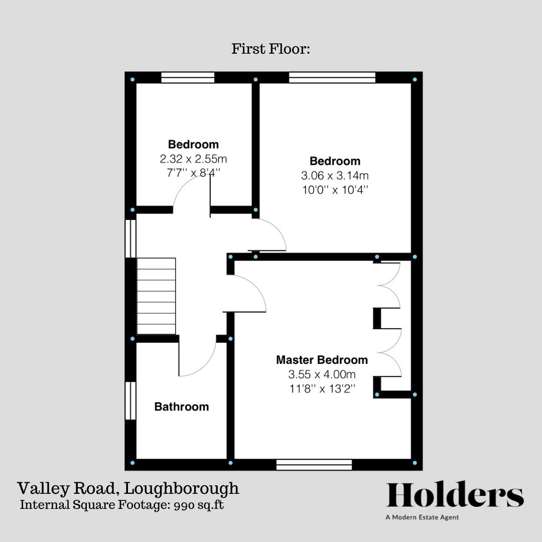 First Floor Floorplan for Valley Road, Loughborough