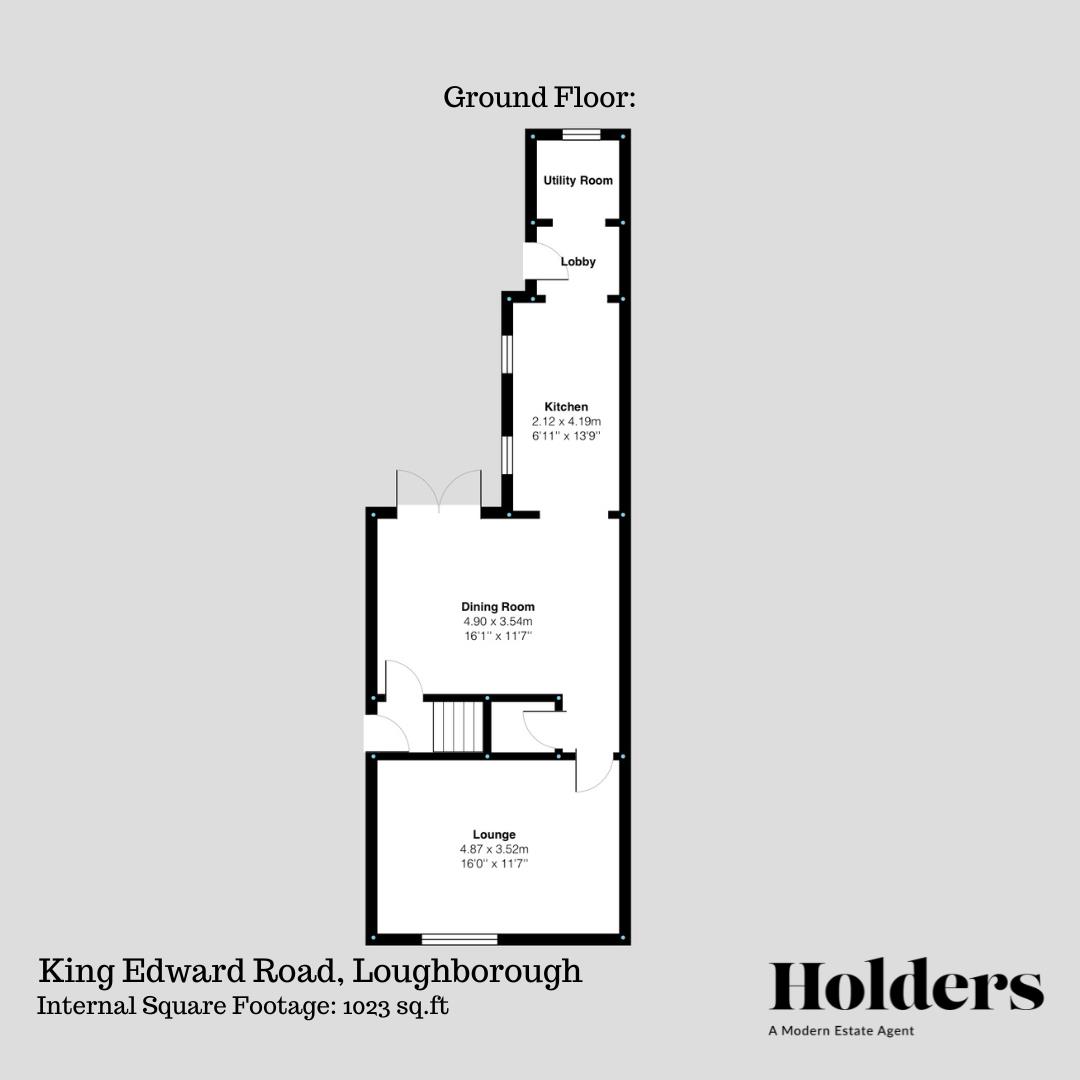 Ground Floor Floorplan for King Edward Road, Loughborough