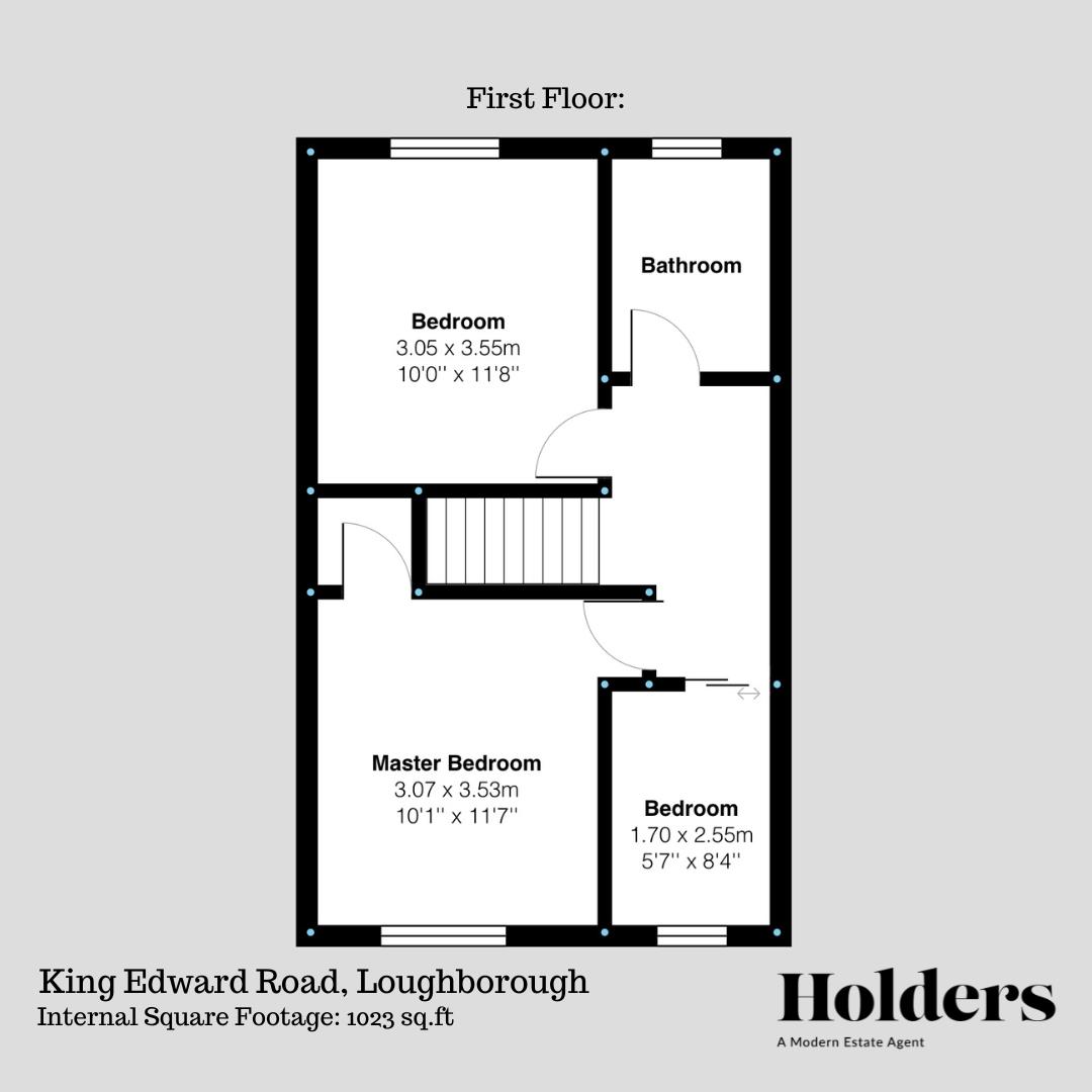 First Floor Floorplan for King Edward Road, Loughborough