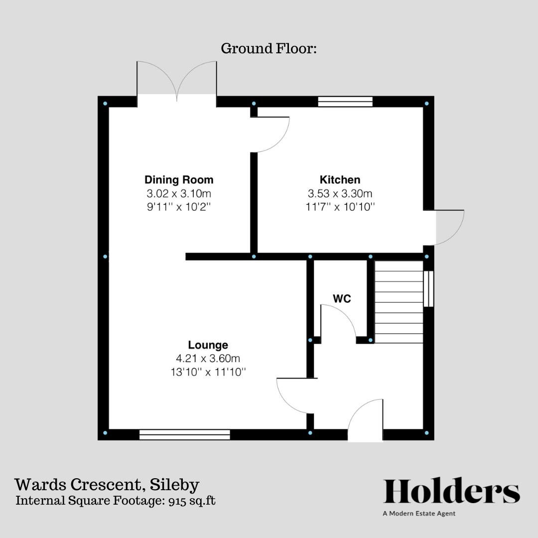 Ground Floor Floorplan for Wards Crescent, Sileby, Loughborough