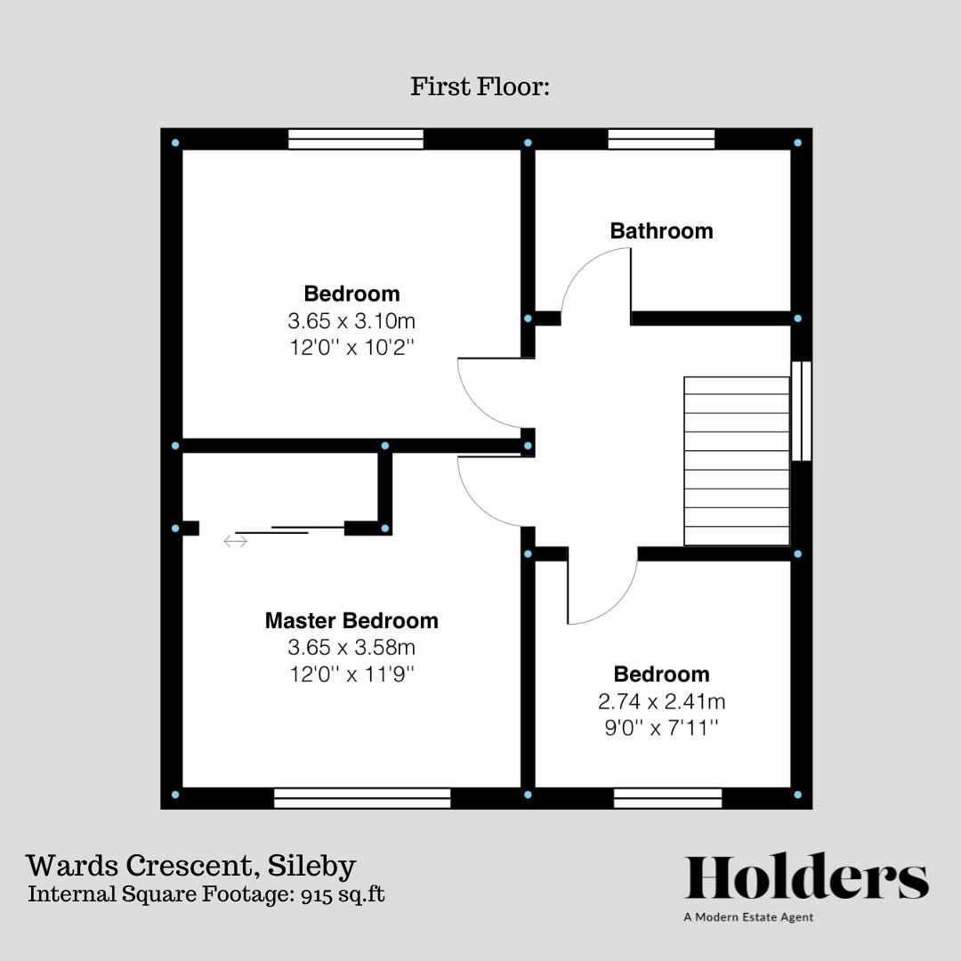 First Floor Floorplan for Wards Crescent, Sileby, Loughborough