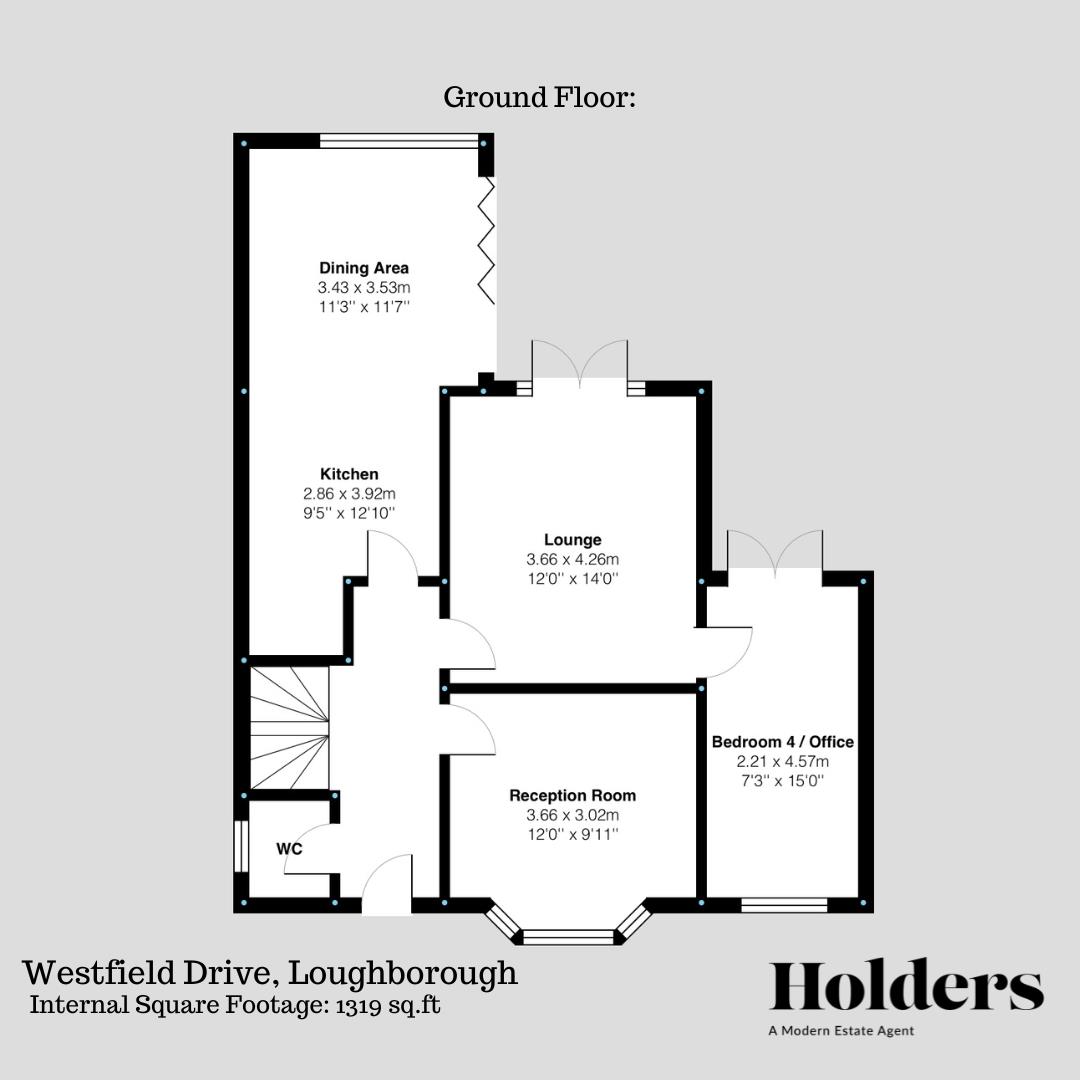 Ground Floor Floorplan for Westfield Drive, Loughborough