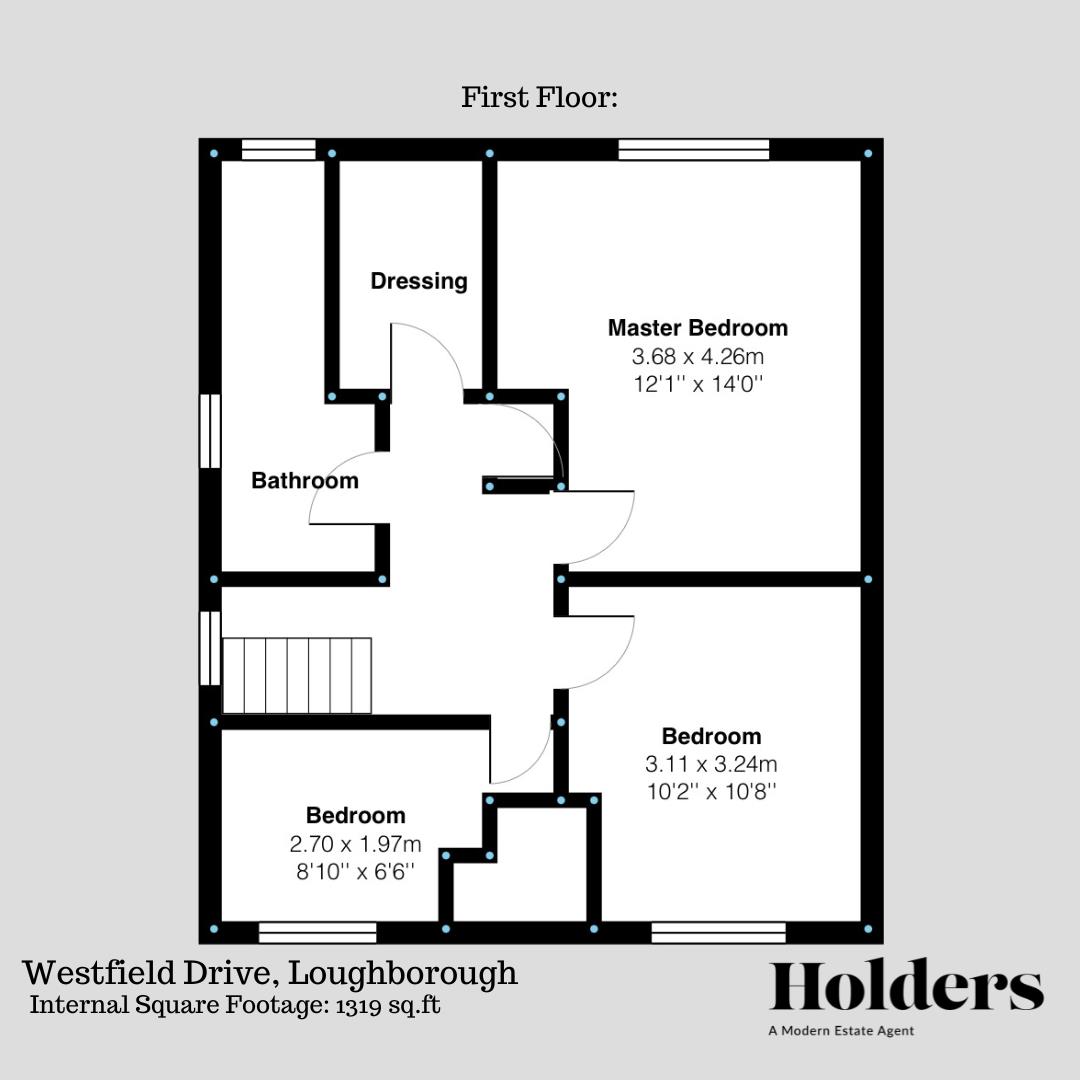 First Floor Floorplan for Westfield Drive, Loughborough