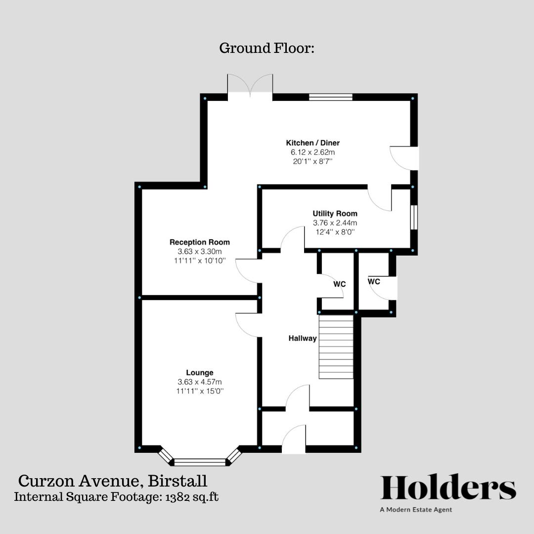 Ground Floor Floorplan for Curzon Avenue, Birstall, Leicester