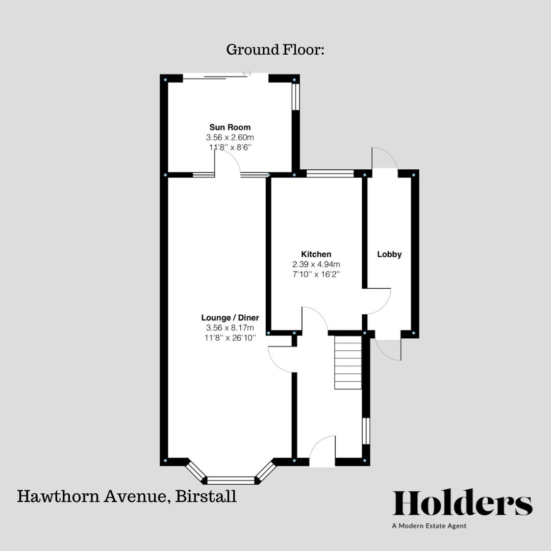 Ground Floor Floorplan for Hawthorn Avenue, Birstall