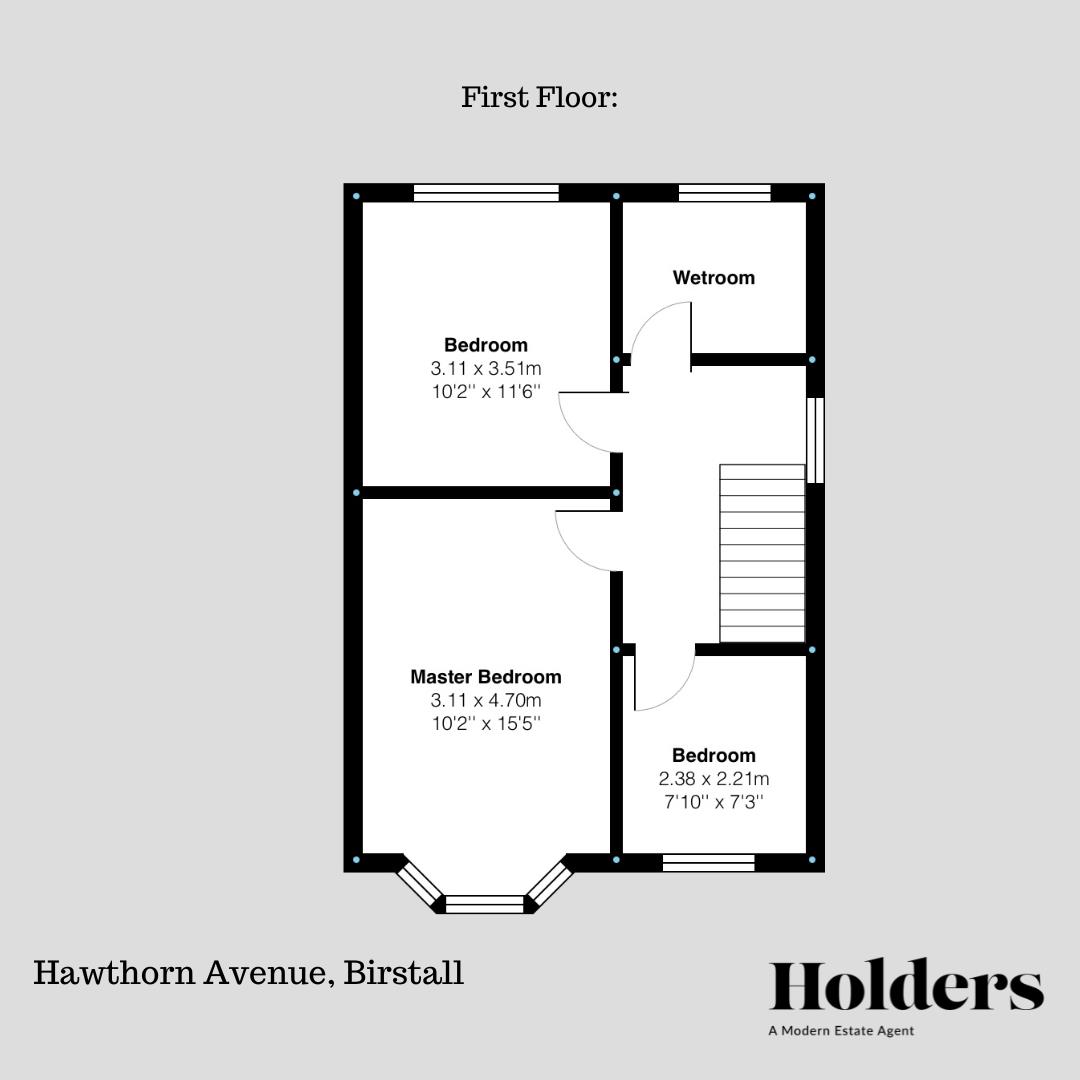 First Floor Floorplan for Hawthorn Avenue, Birstall