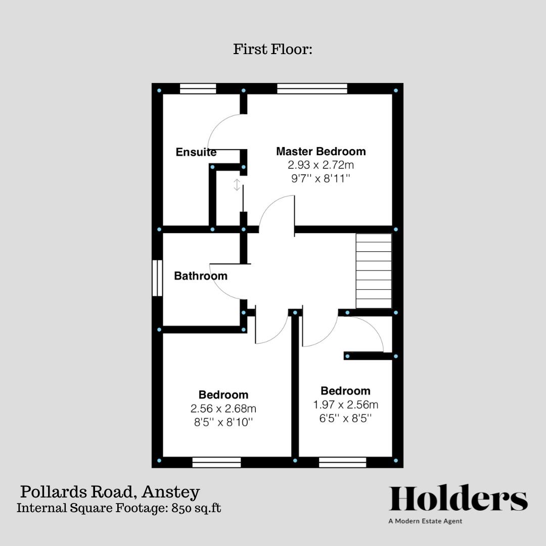 First Floor Floorplan for Pollards Road, Anstey, Leicester