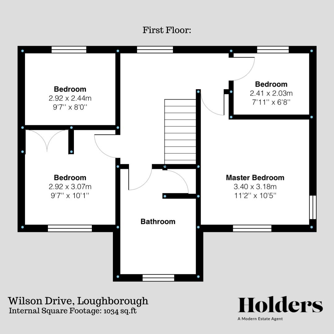 First Floor Floorplan for Wilson Drive, Loughborough