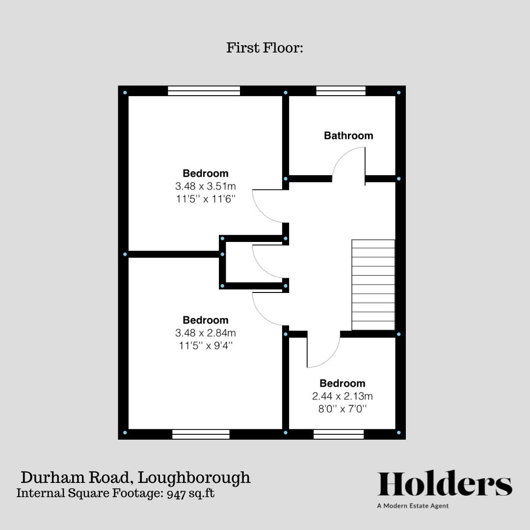 First Floor Floorplan for Durham Road, Loughborough