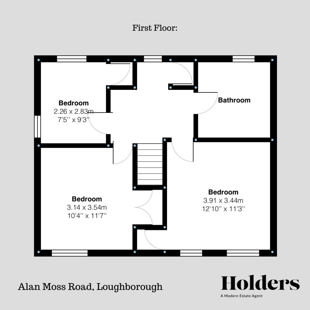 First Floor Floorplan for Alan Moss Road, Loughborough