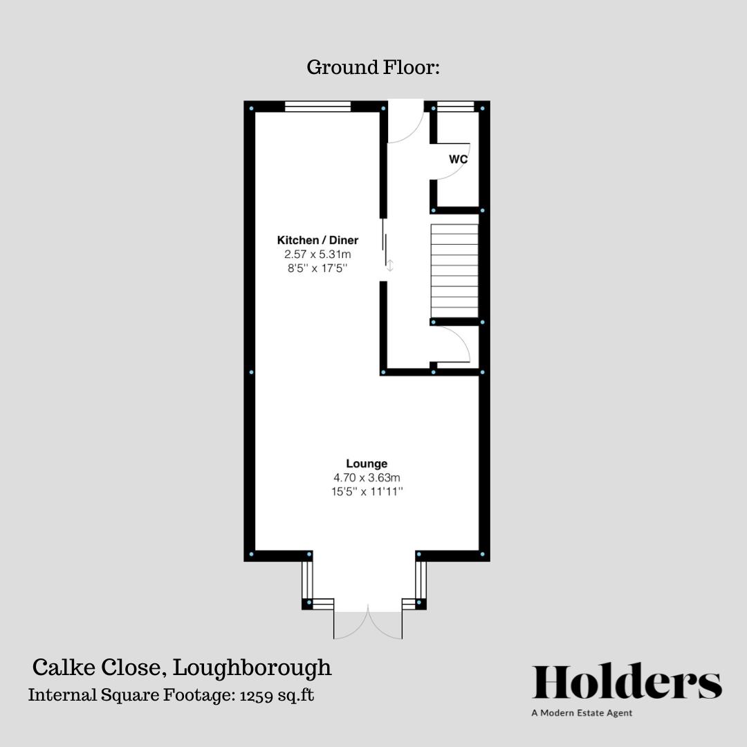 Ground Floor Floorplan for Calke Close, Loughborough